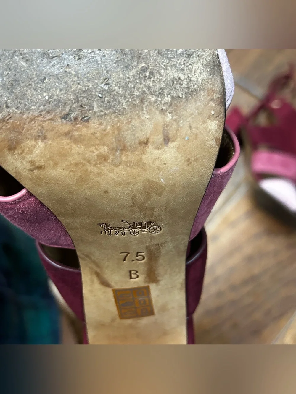 Coach Minetta Colorblock Suede Sandal in Pink and Burgundy